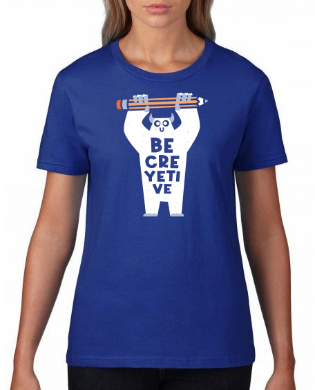 Be_CreYETIve_on_shirt_woman_royal.png