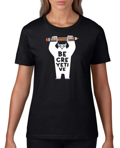 Be_CreYETIve_on_shirt_woman_black.png